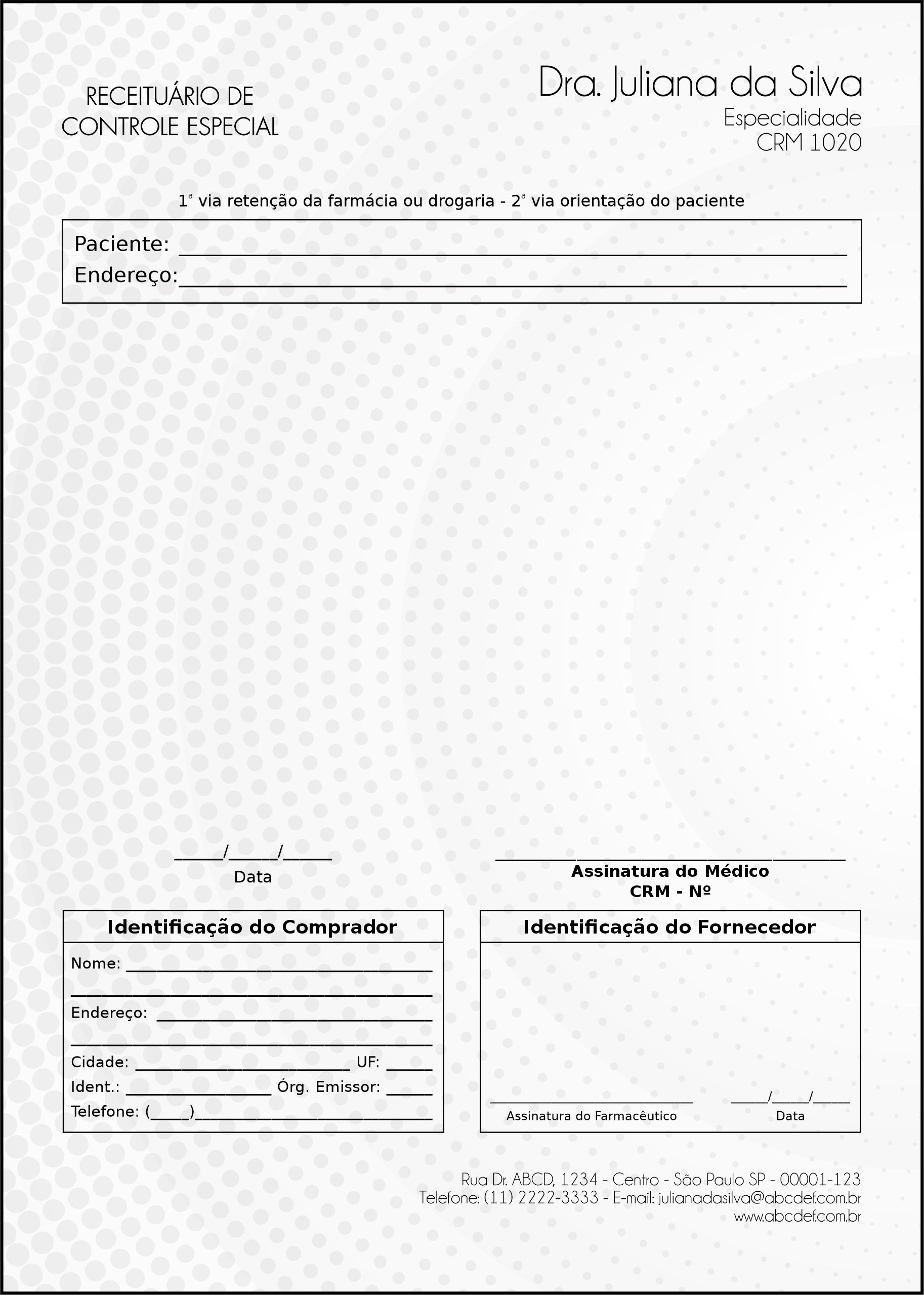 Receituário de Controle Especial Otorrinolaringologista Seville