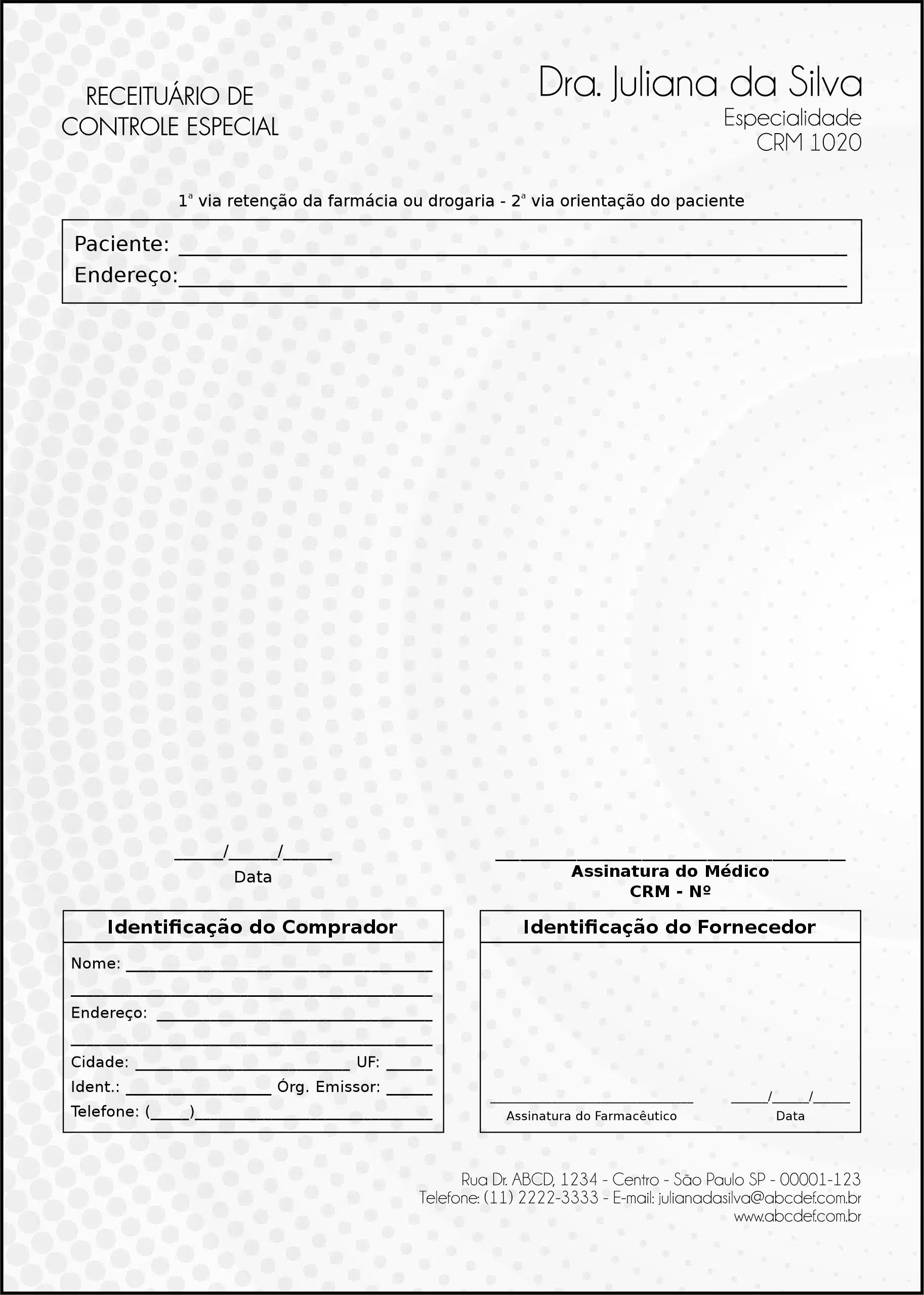 Receituário de Controle Especial Otorrinolaringologista Seville