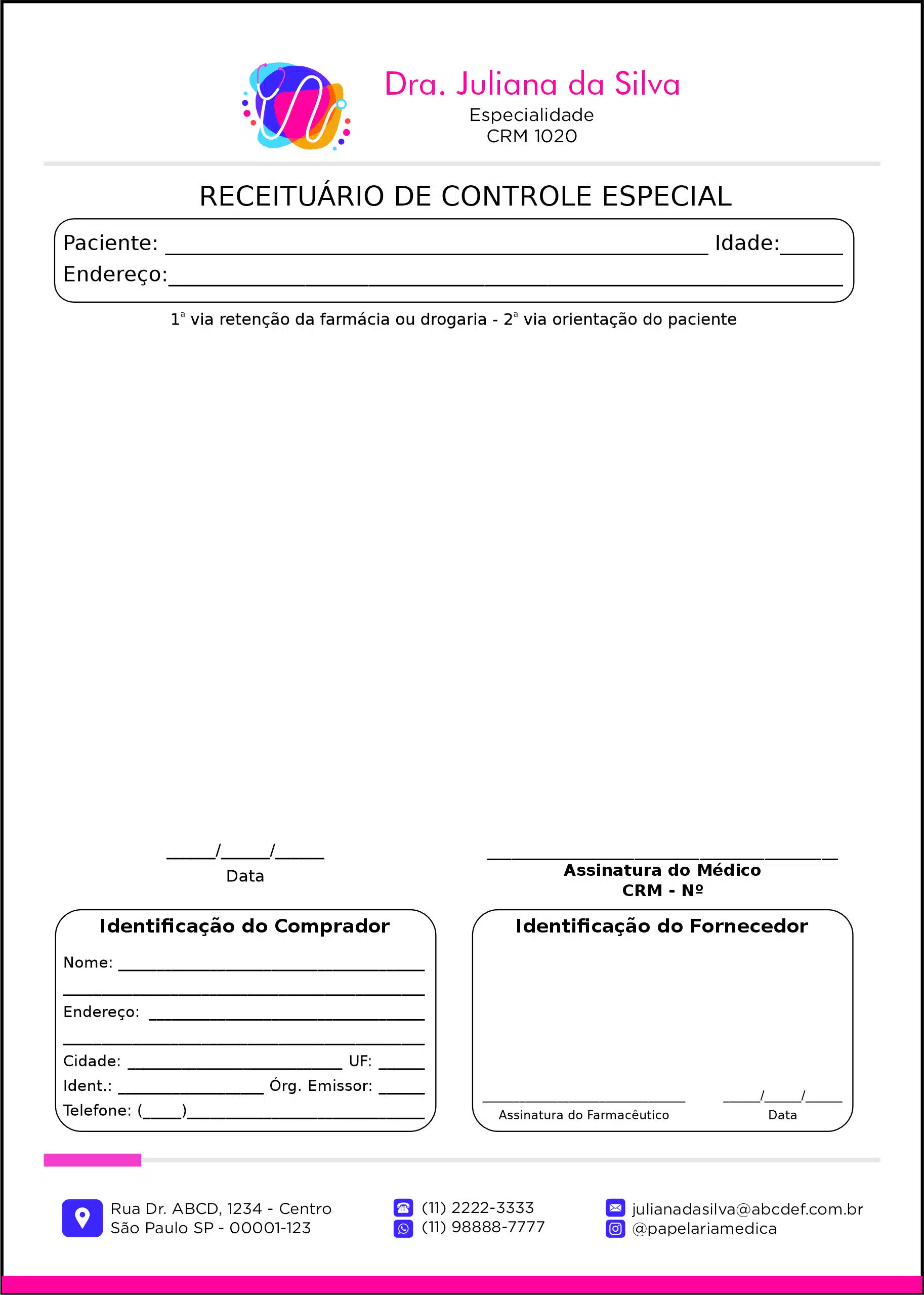 Receituário de Controle Especial Pediatria Lublin