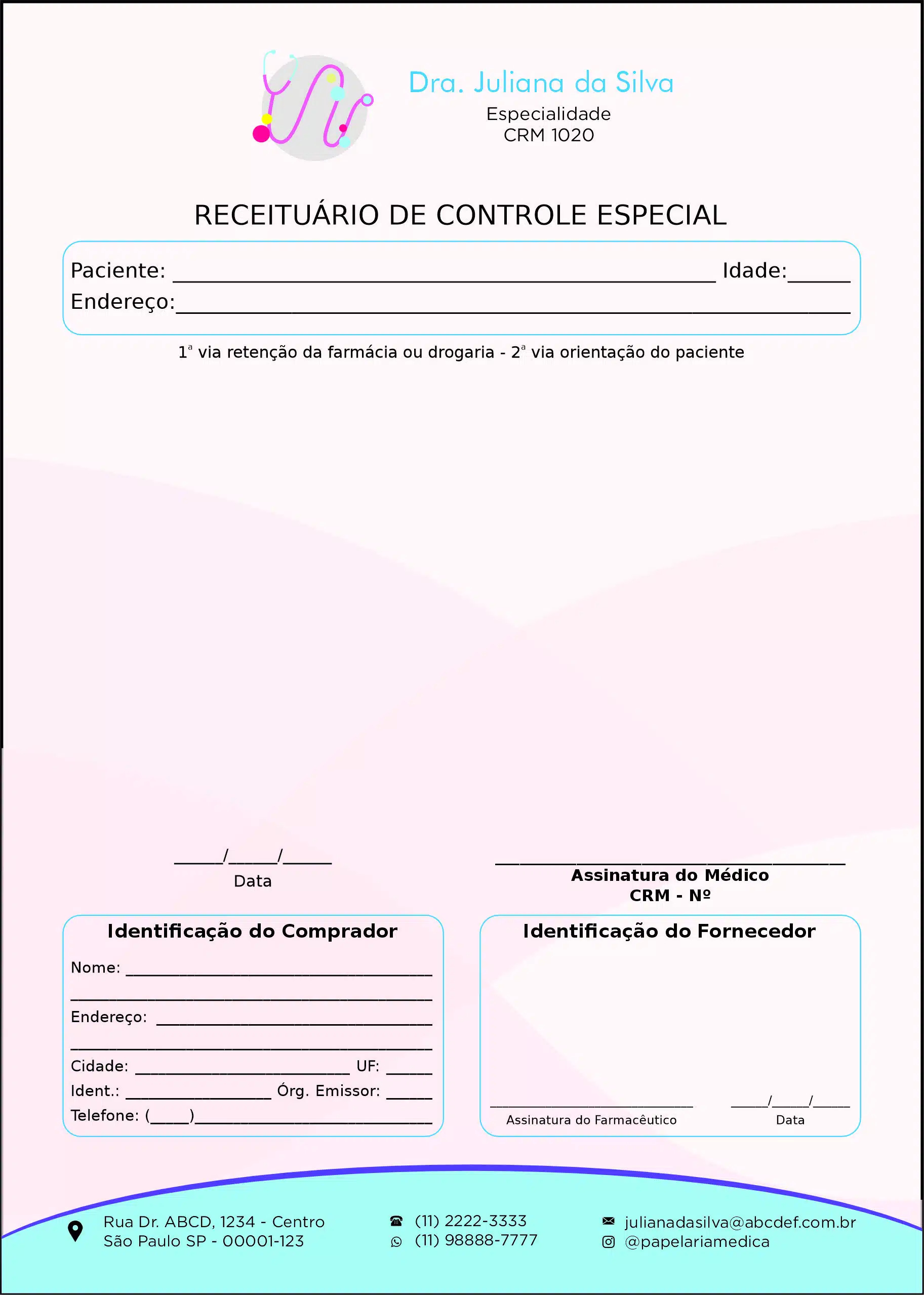 Receituário de Controle Especial Pediatria Tricidade