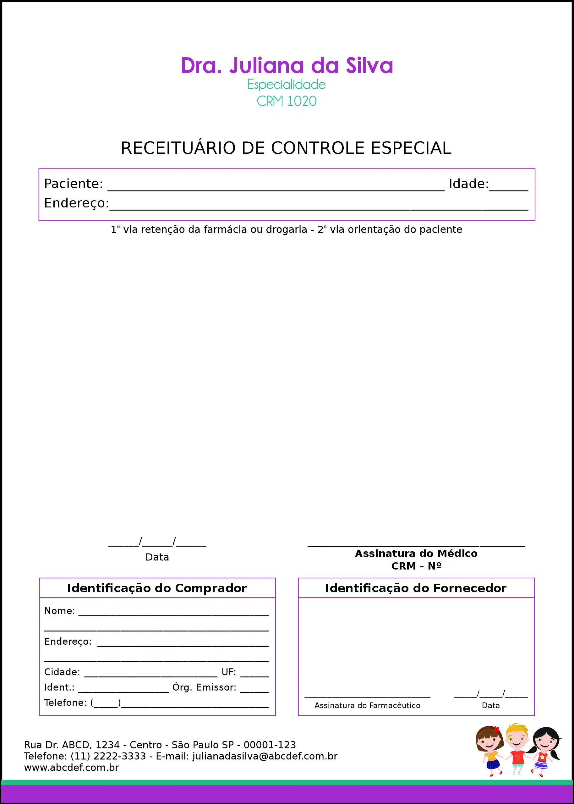 Receituário de Controle Especial Pediatria Varsóvia
