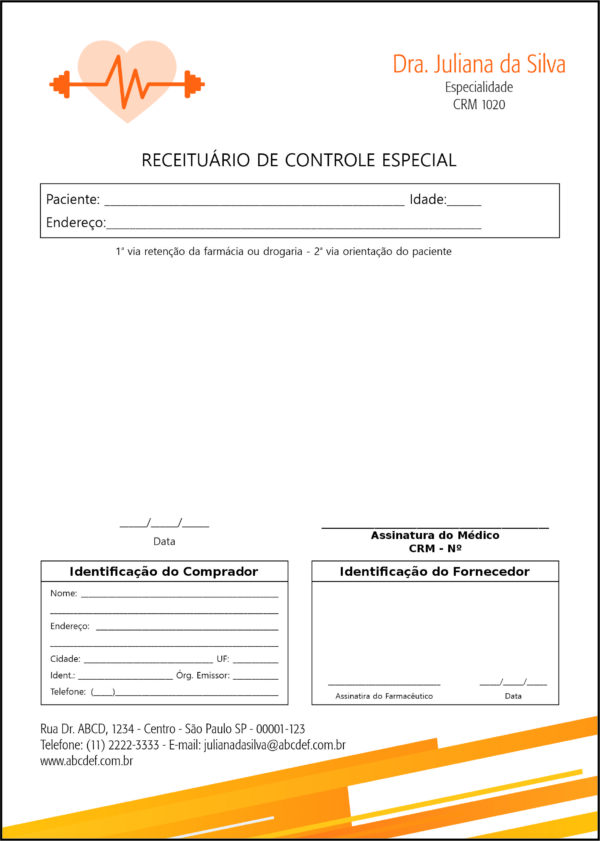 Receituário de Controle Especial Performance Budapeste
