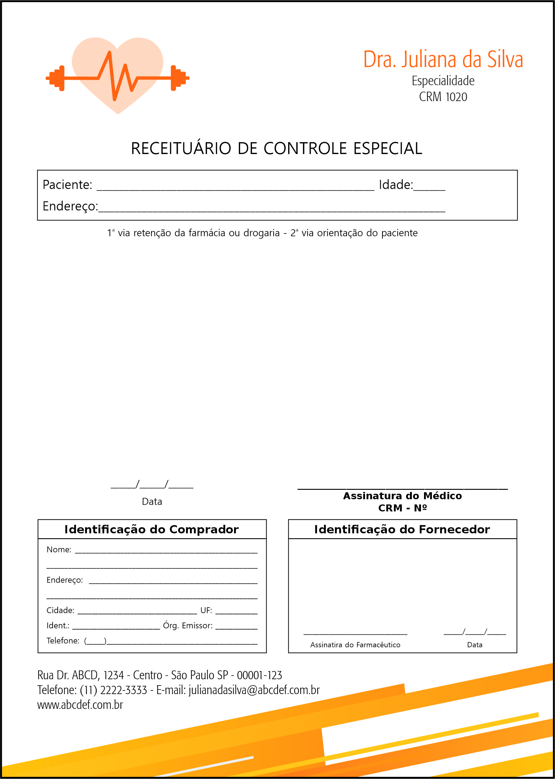 Receituário de Controle Especial Performance Budapeste