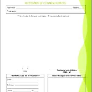 Receituário de Controle Especial Performance Eger
