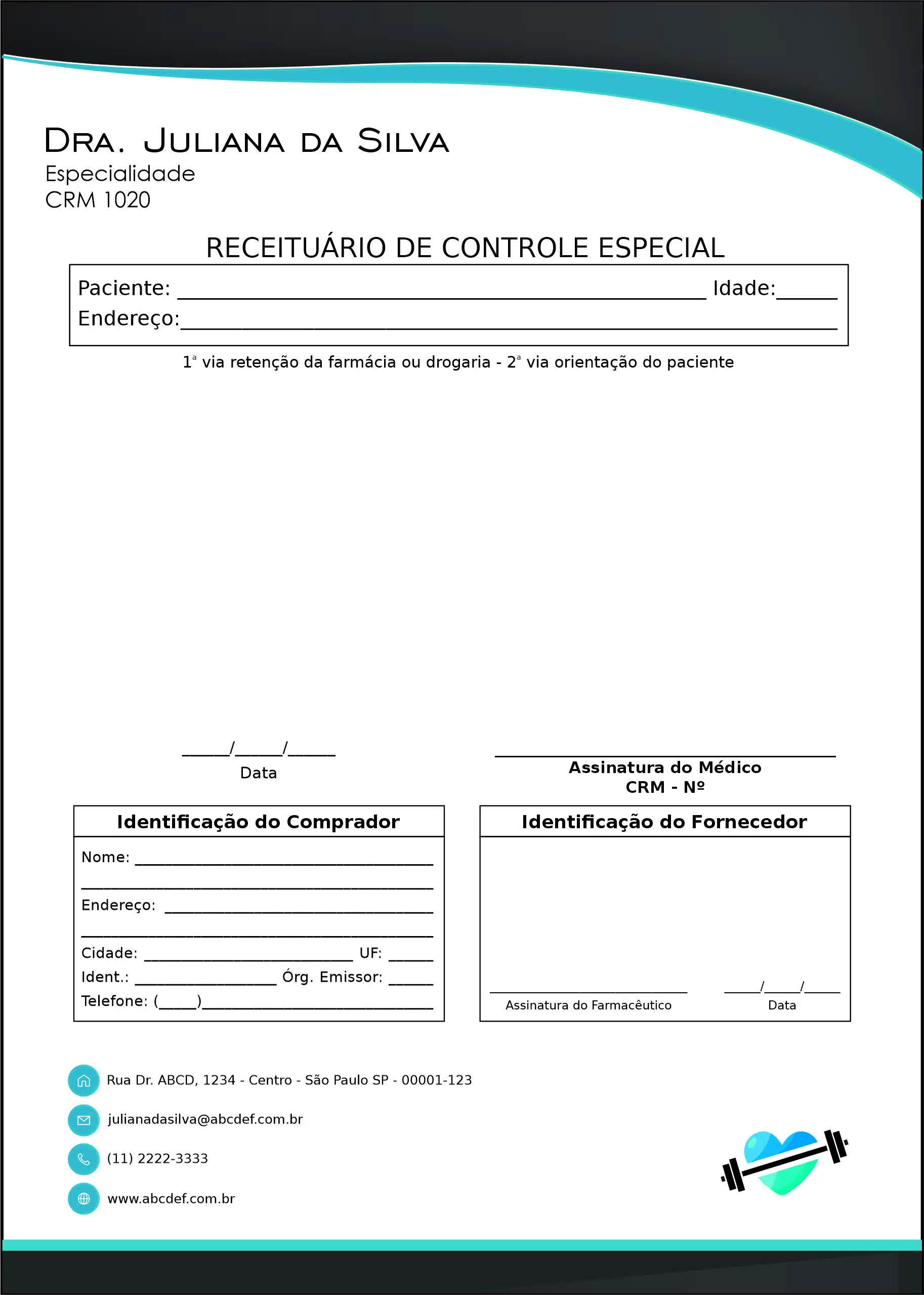 Receituário de Controle Especial Performance Baja