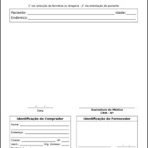 Receituário de Controle Especial Psiquiatra e Neurologista Roma