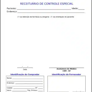 Receituário de Controle Especial Psiquiatra e Neurologista Leeds