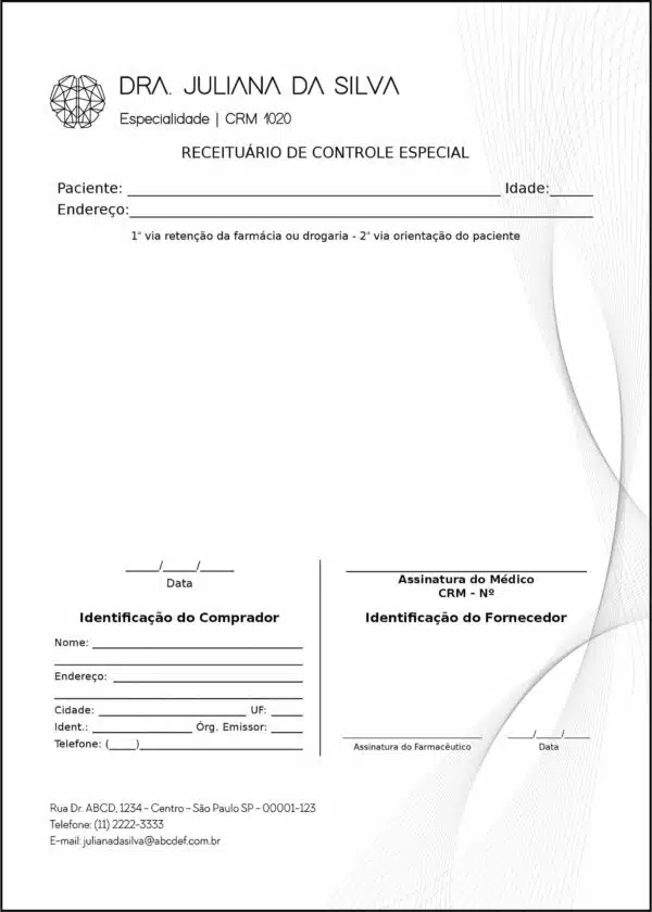 Receituário de Controle Especial Psiquiatra e Neurologista Milan Receituário de Controle Especial Psiquiatra e Neurologista Milan