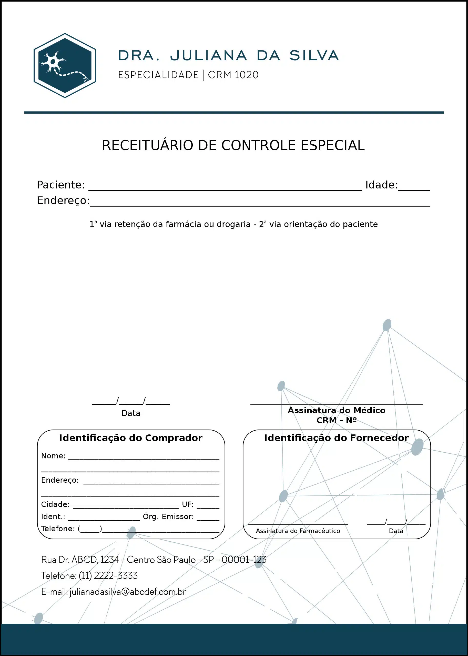 Receituário de Controle Especial Psiquiatra e Neurologista Palermo
