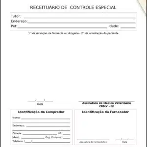 Receituário de Controle Especial Veterinário Baden