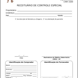 Receituário de Controle Especial Veterinário Graz