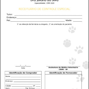 Receituário de Controle Especial Veterinário Linz