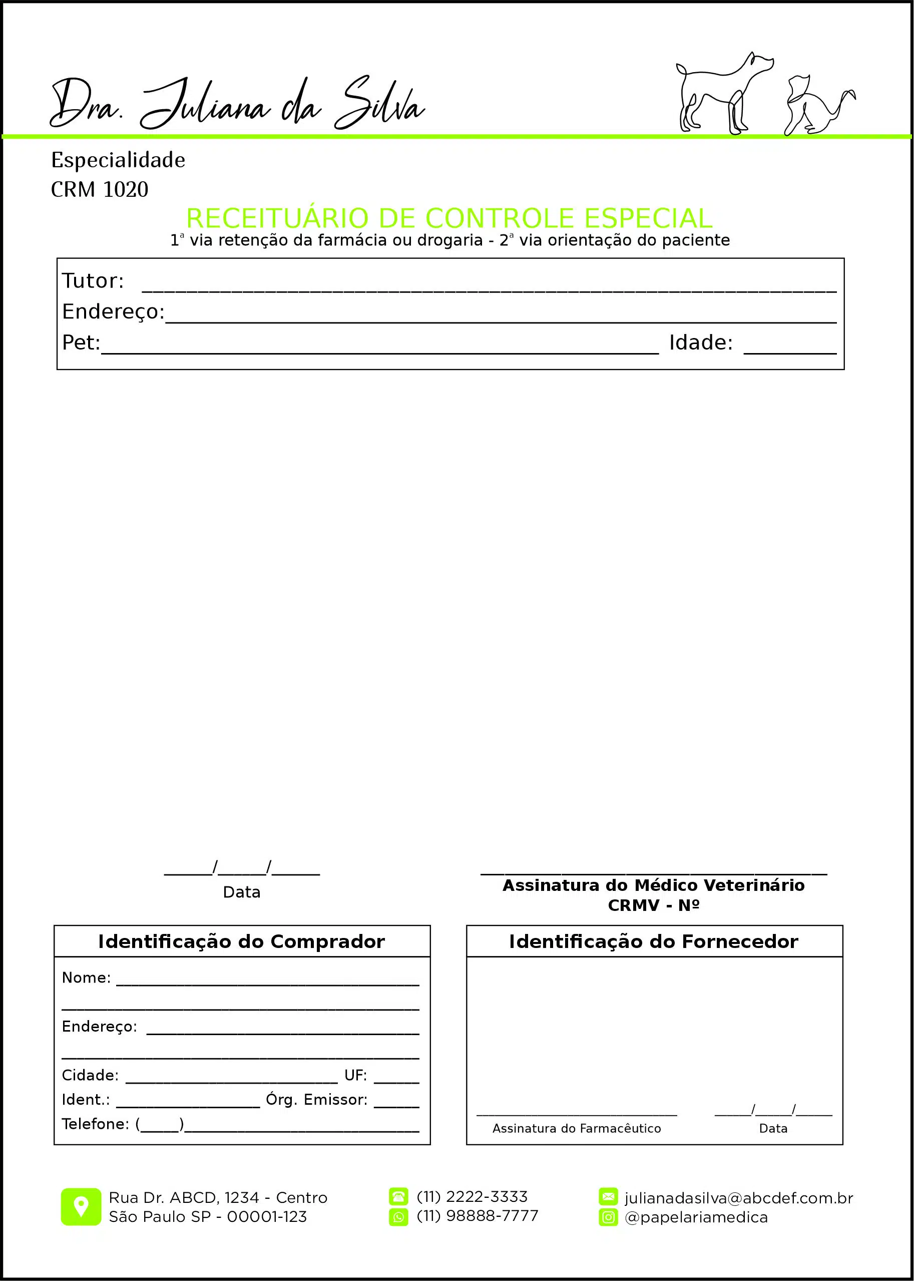 Receituário de Controle Especial Veterinário Leobens