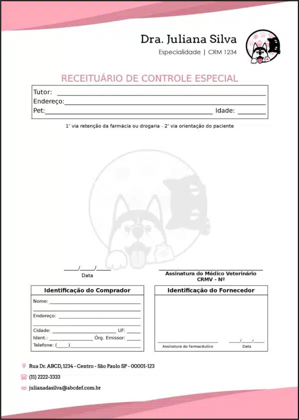 Receituário de Controle Especial Veterinário Horn Receituário de Controle Especial Veterinário Horn