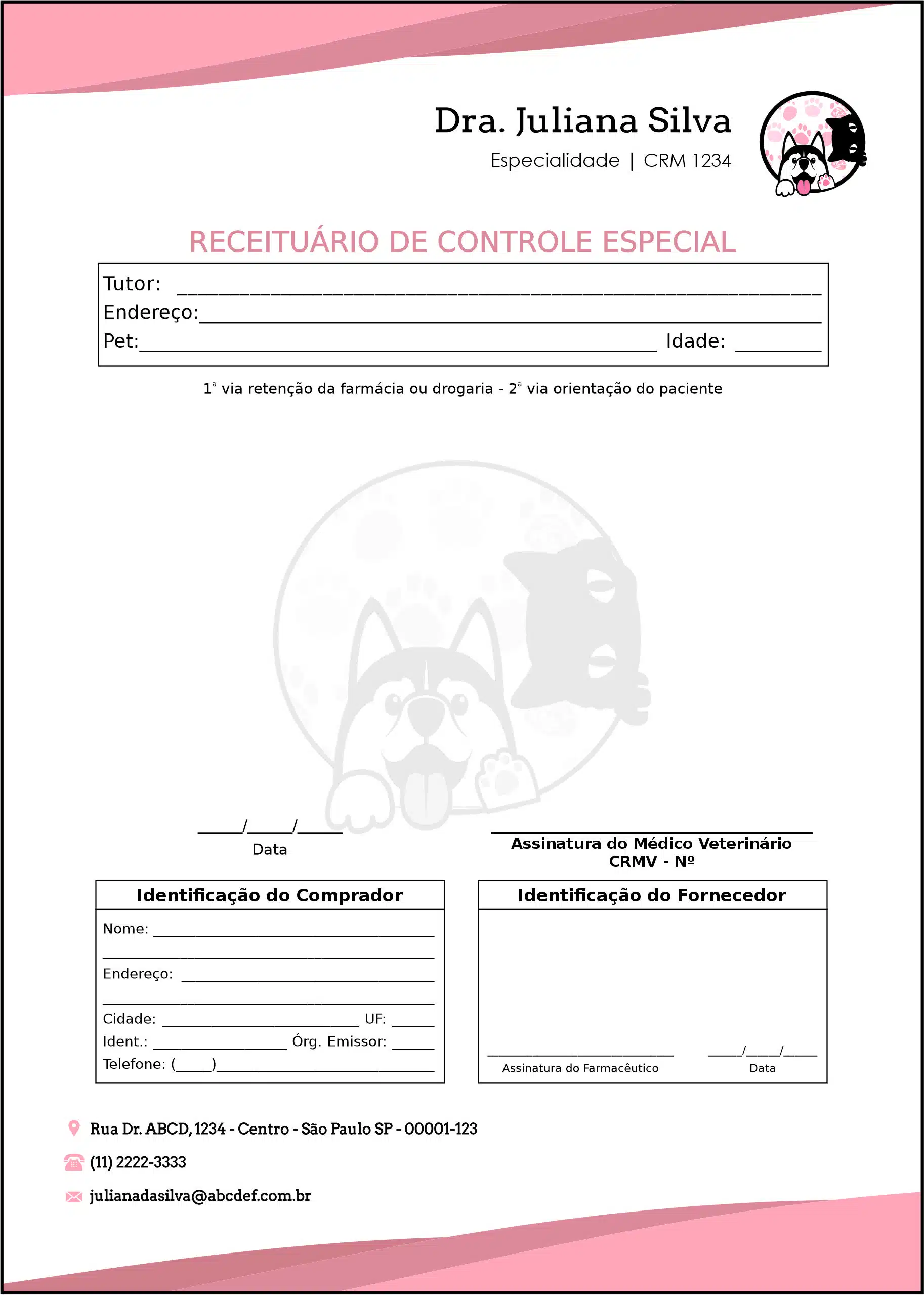 Receituário de Controle Especial Veterinário Horn