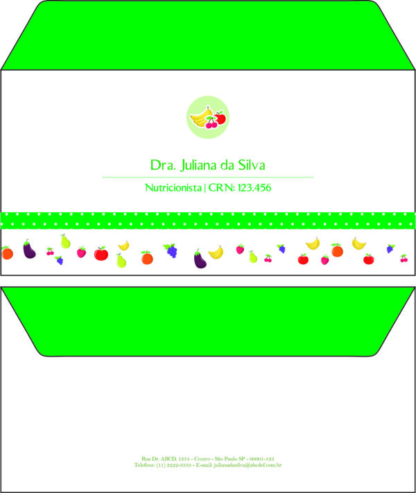 Envelope Ofício (Carta) Nutricionista Corrientes Envelope Ofício (Carta) Nutricionista Corrientes