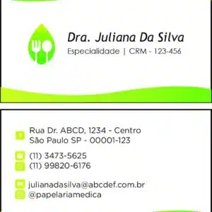 Cartão de Visitas Nutricionista Buenos Aires