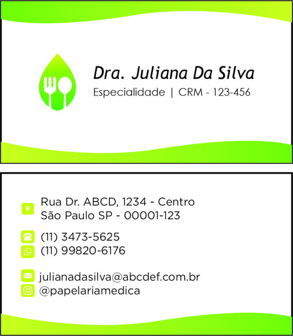 Cartão de Visitas Nutricionista Buenos Aires