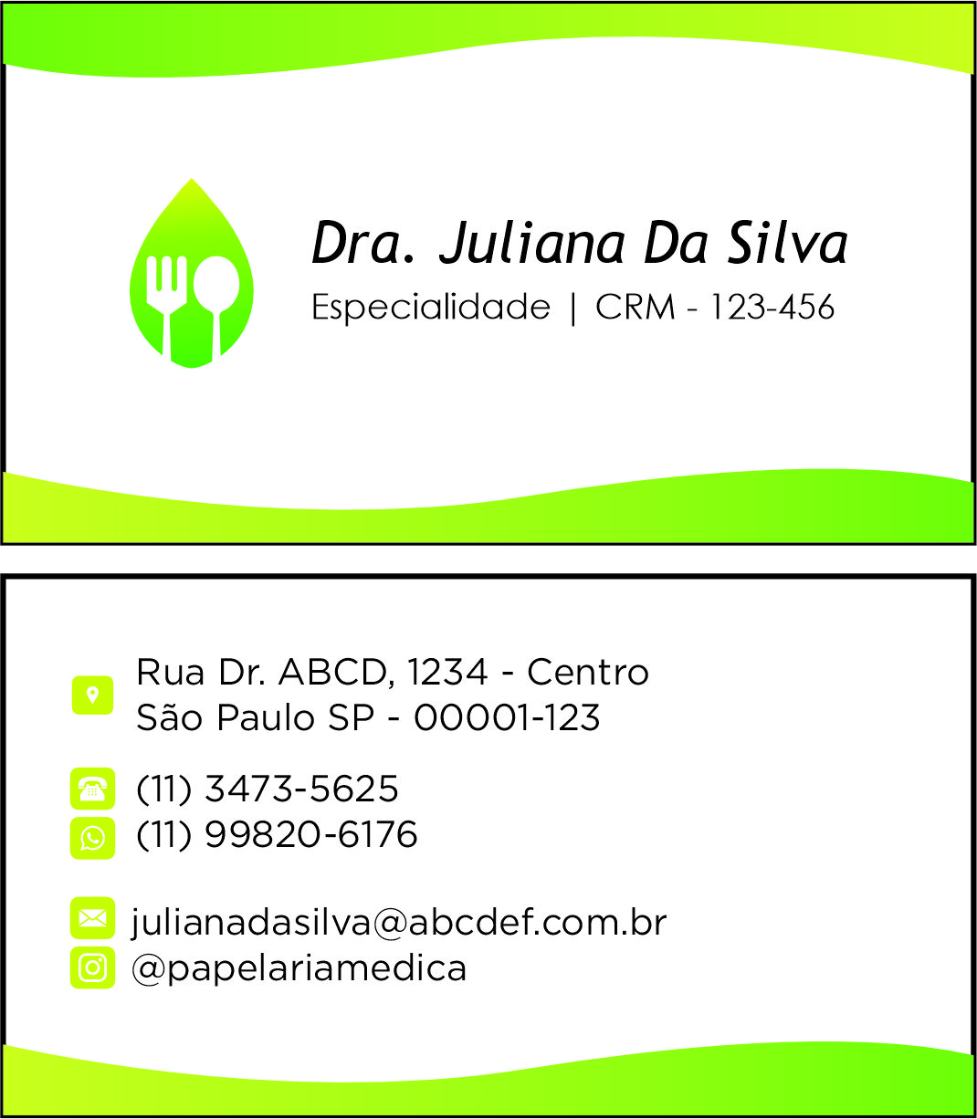 Cartão de Visitas Nutricionista Buenos Aires