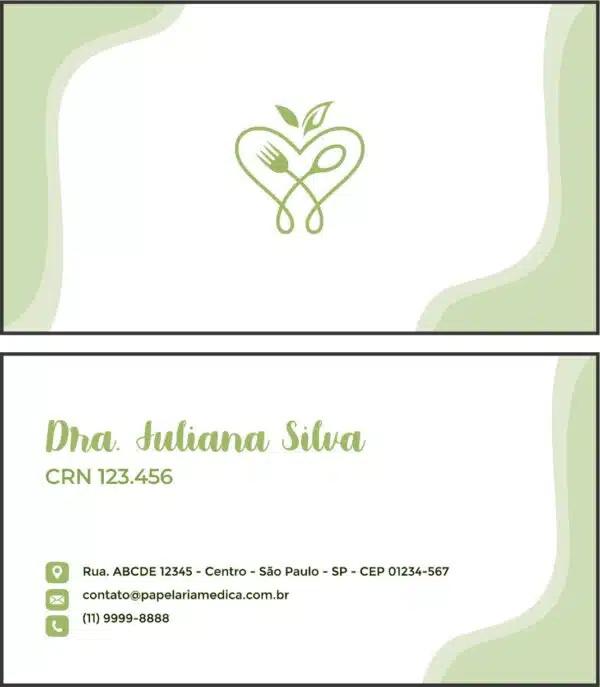Cartão de Visitas Nutricionista Bariloche Cartão de Visitas Nutricionista Bariloche