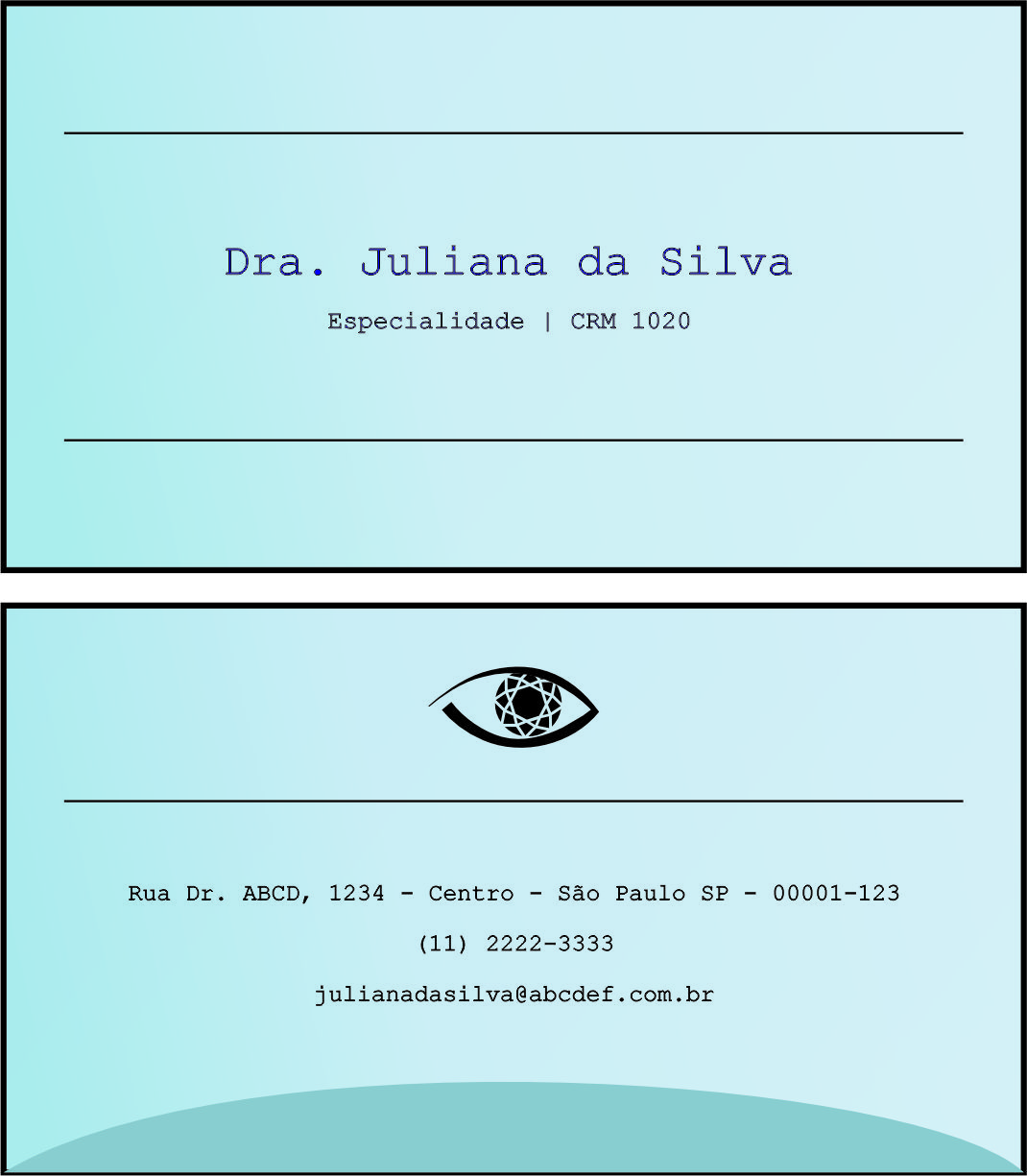 Cartão de Visitas Oftalmologia Kiruna