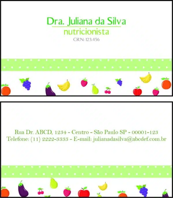 Cartão de Visitas Nutricionista Corrientes Cartão de Visitas Nutricionista Corrientes