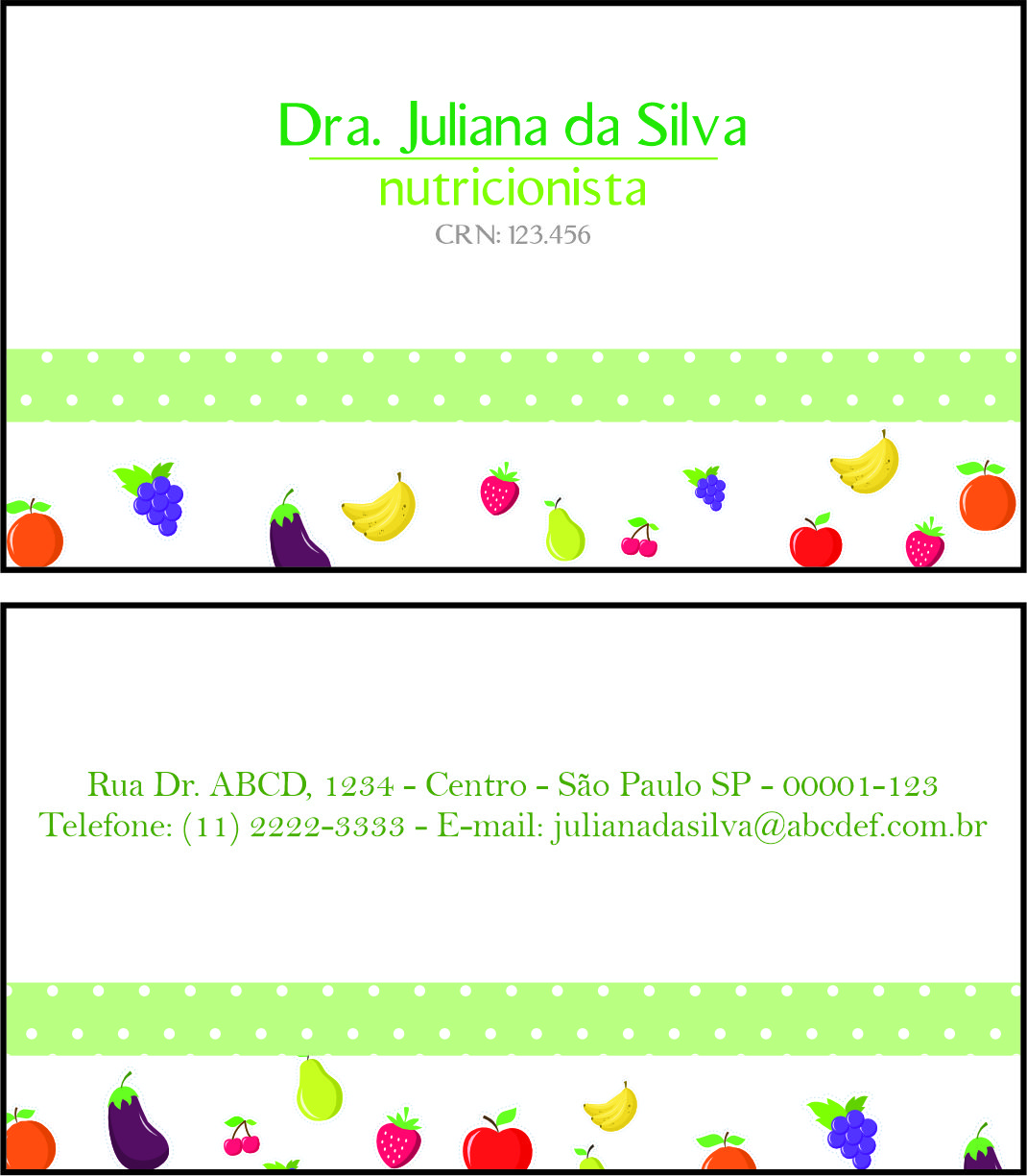 Cartão de Visitas Nutricionista Corrientes