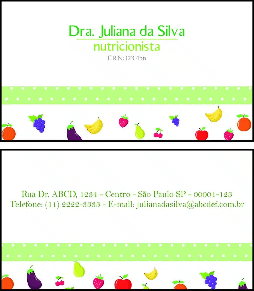 Cartão de Visitas Nutricionista Corrientes