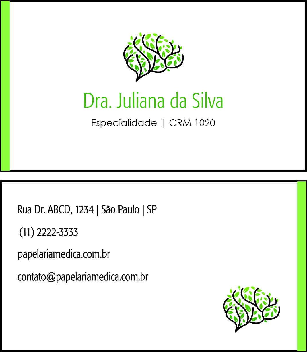 Cartão de Visitas Psiquiatra e Neurologista Turim