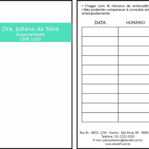 Cartão de Agendamento Clínica Geral Dendera