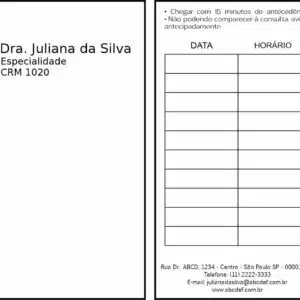 Cartão de Agendamento Clínica Geral Esna