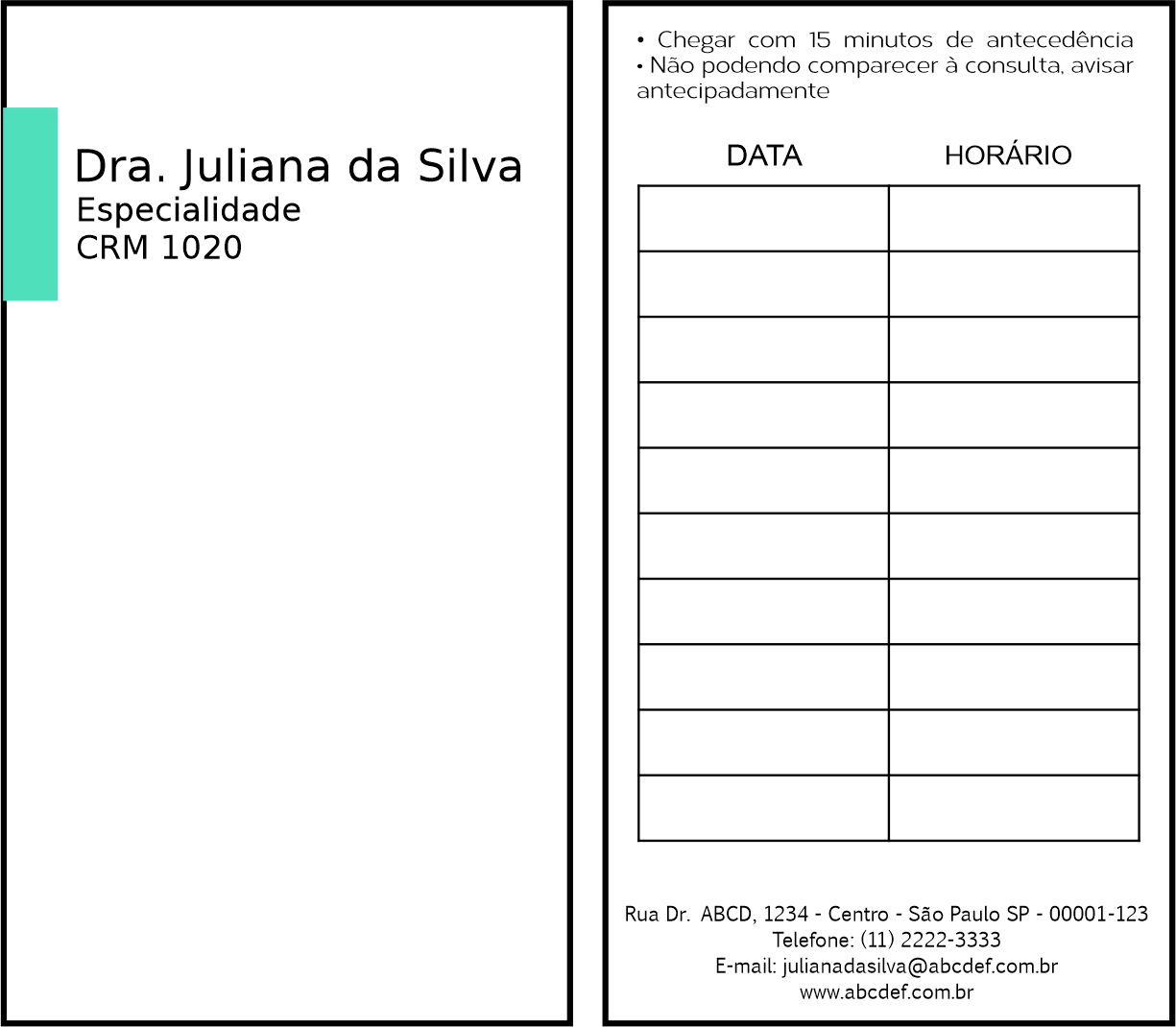 Cartão de Agendamento Clínica Geral Esna
