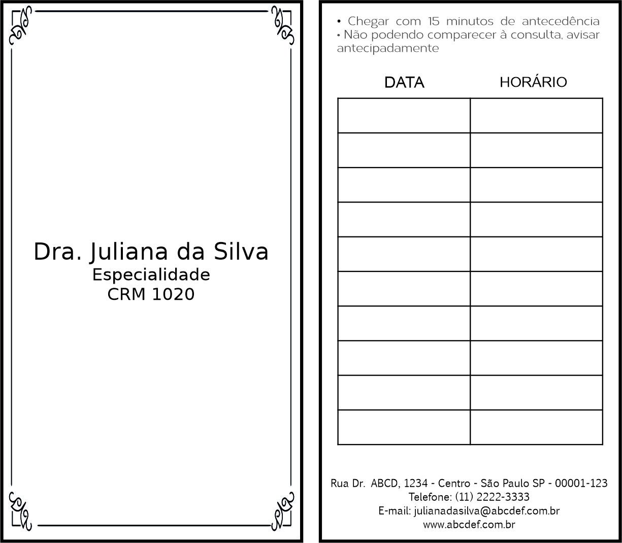 Cartão de Agendamento Clínica Geral Tanta