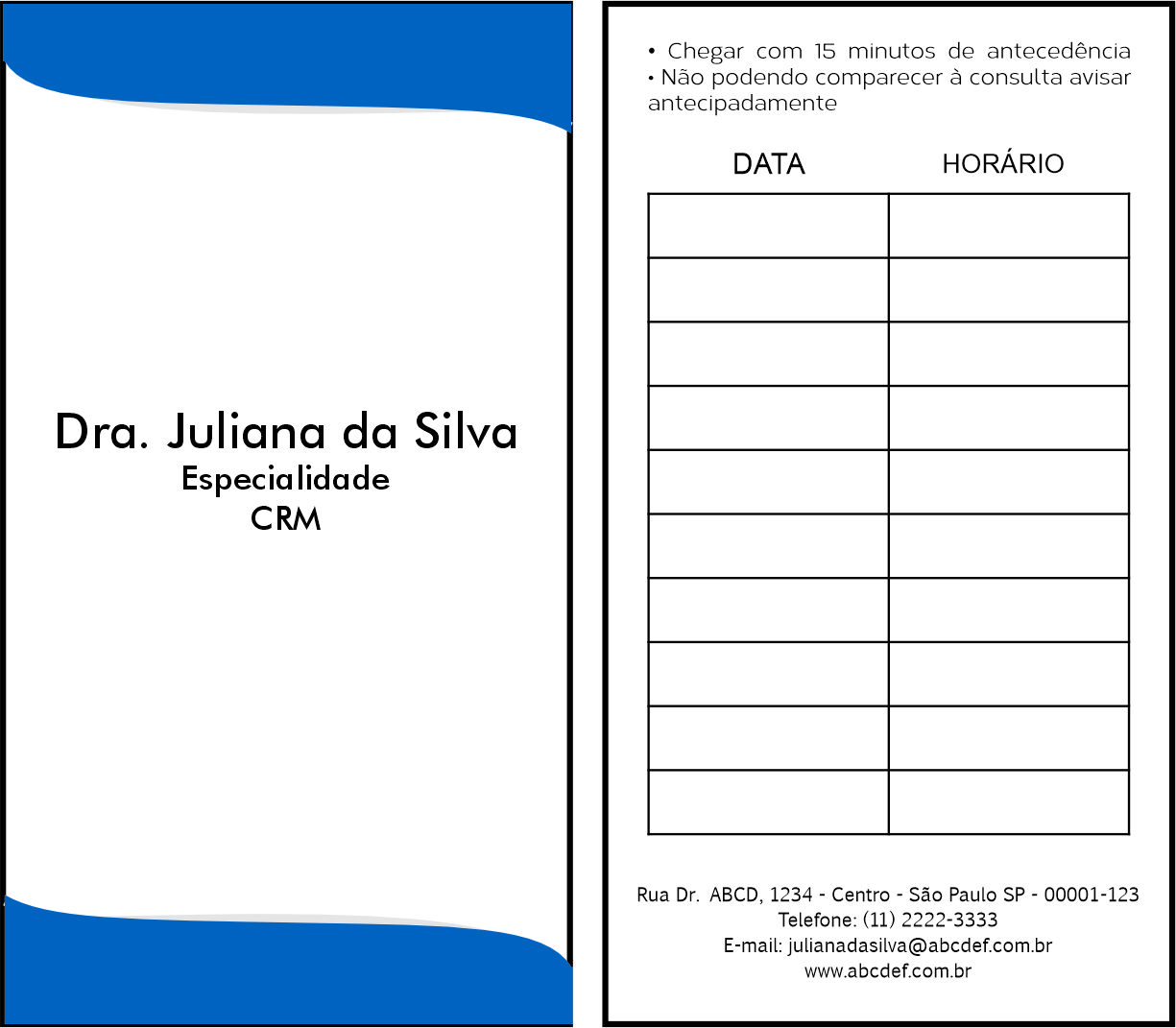 Cartão de Agendamento Clínica Geral Maghagha