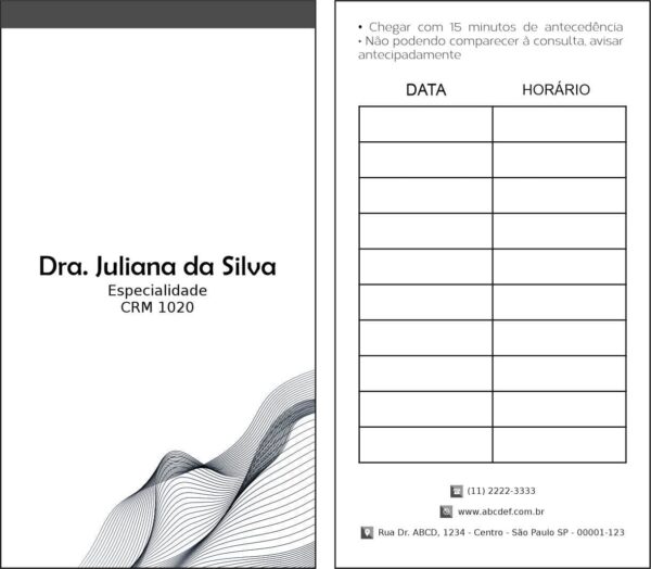 Cartão de Agendamento Otorrinolaringologia Granada