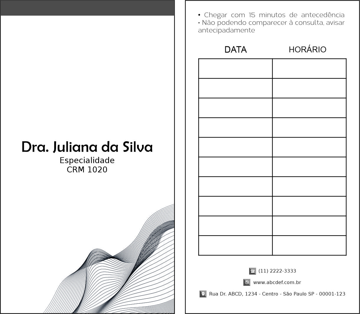 Cartão de Agendamento Otorrinolaringologia Granada