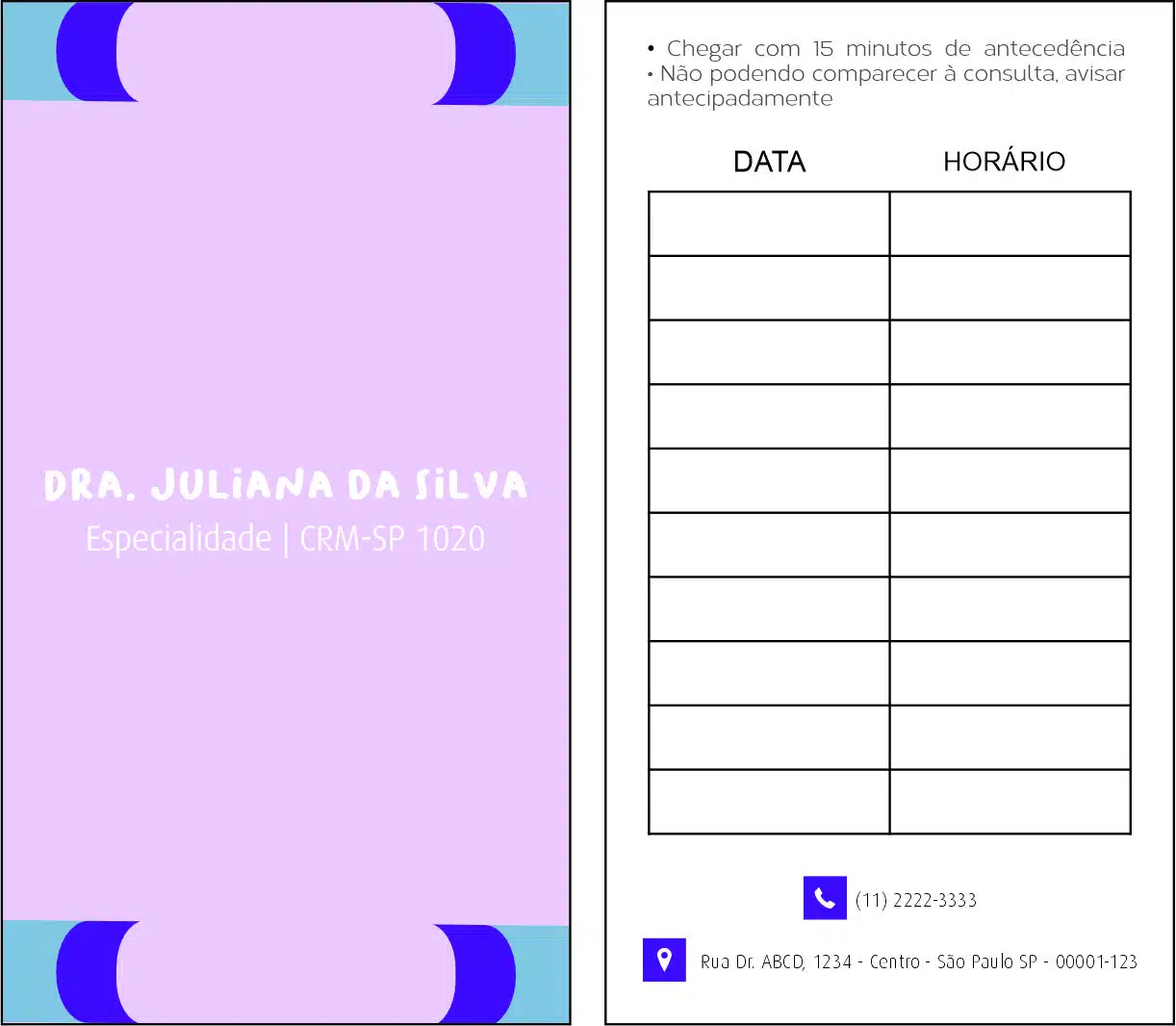 Cartão de Agendamento Pediatra Lódz