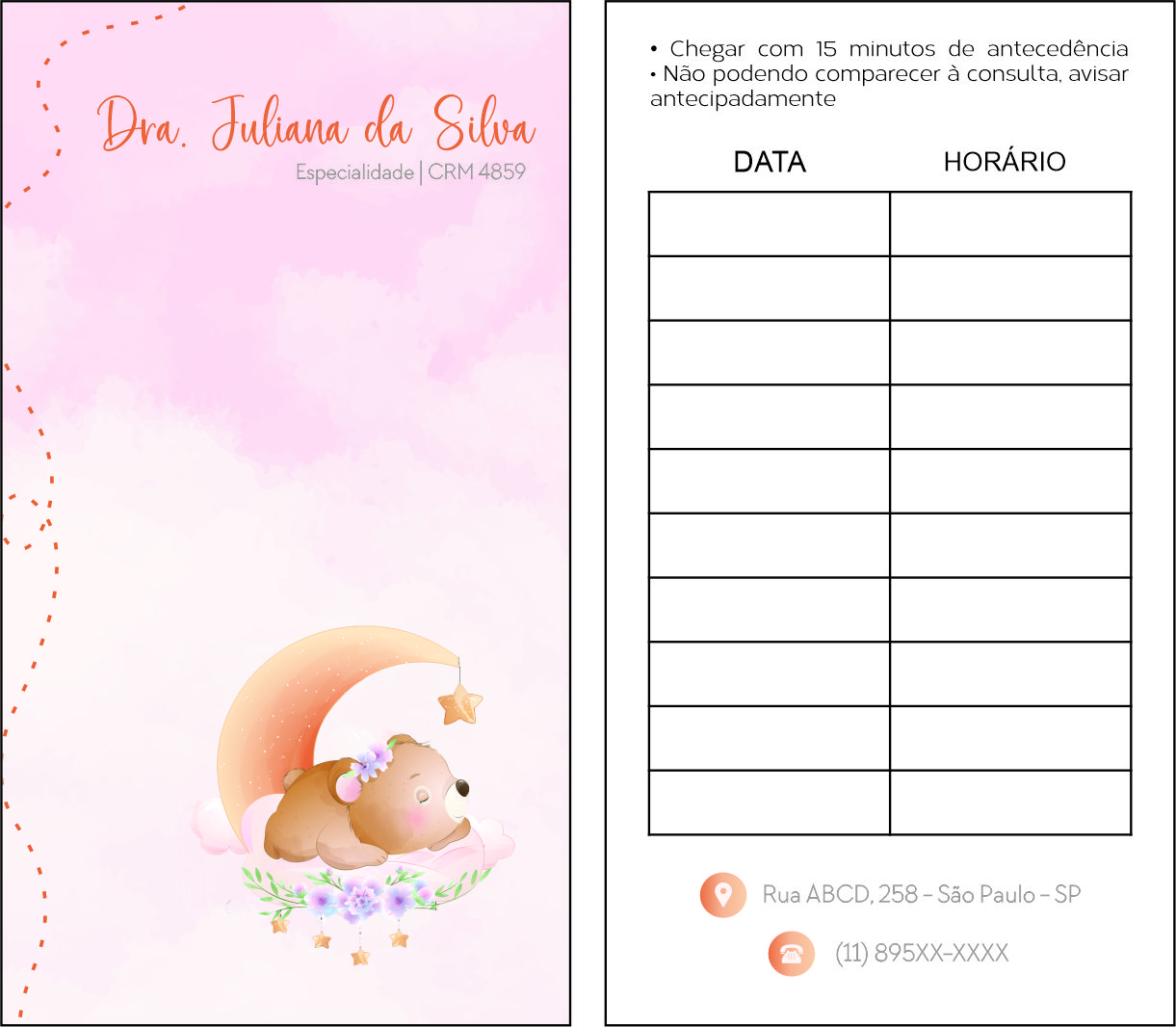 Cartão de Agendamento Pediatra Poznan