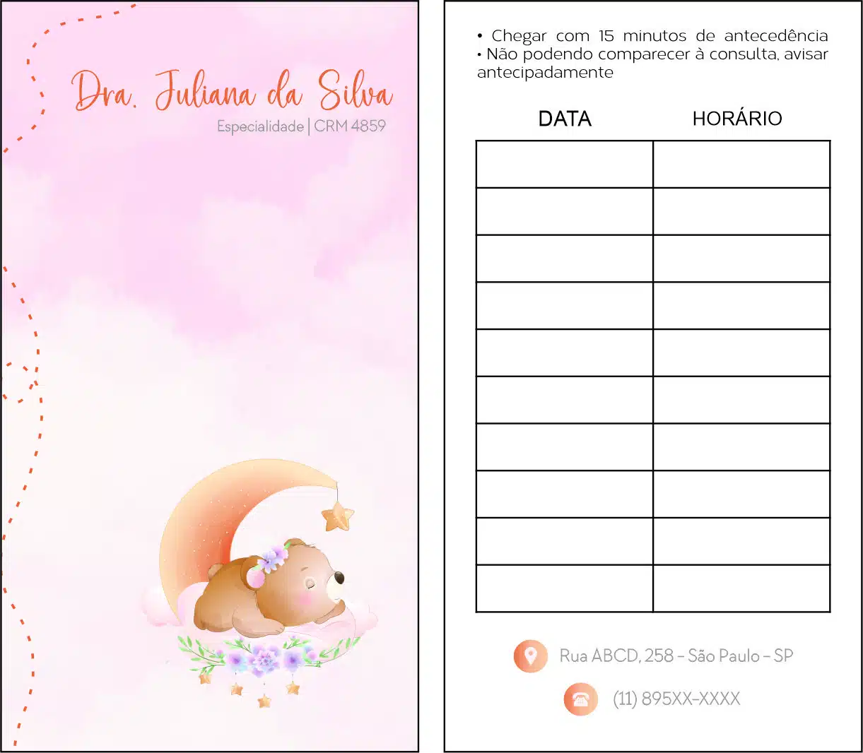 Cartão de Agendamento Pediatra Poznan