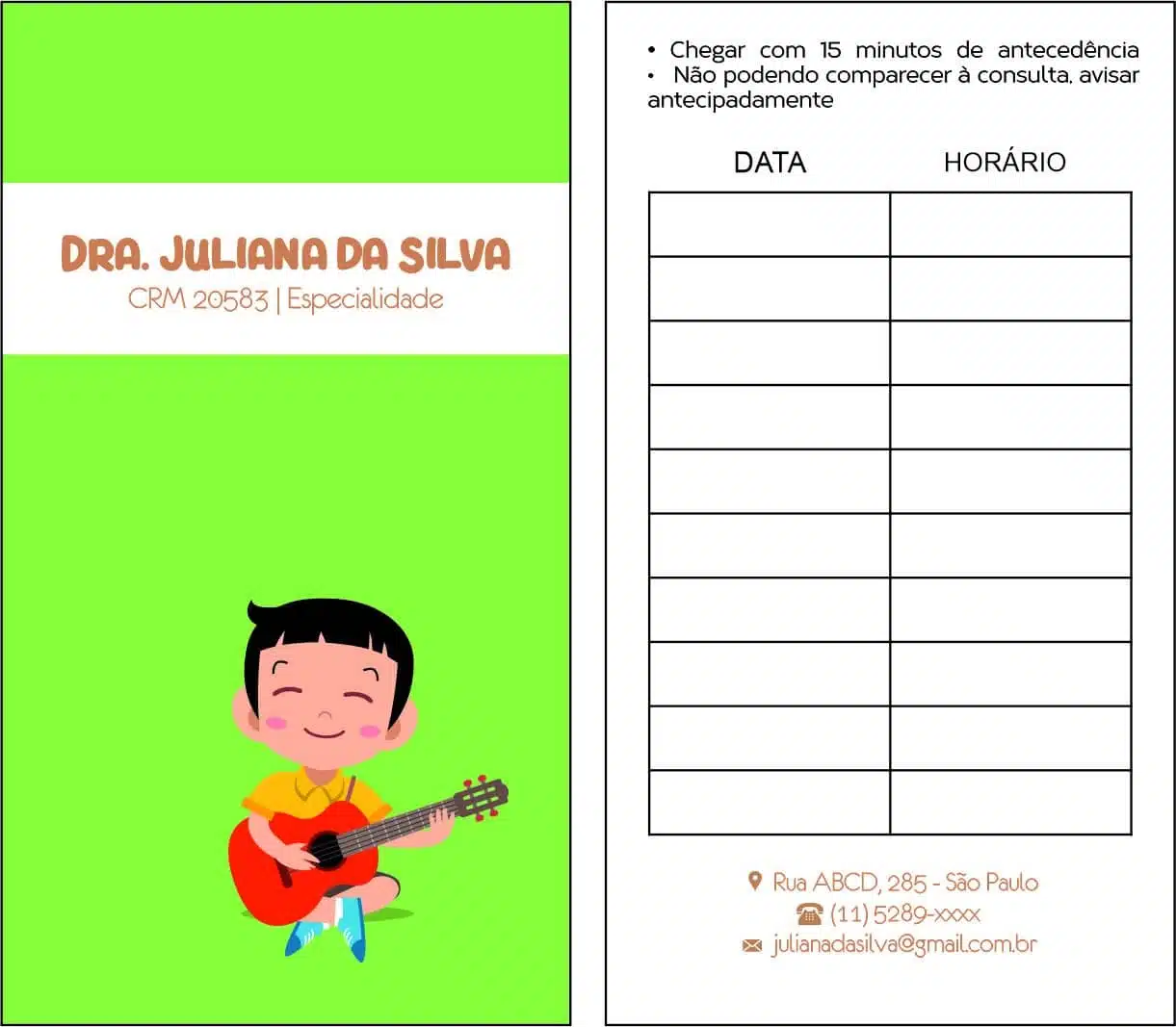 Cartão de Agendamento Pediatra Elblag