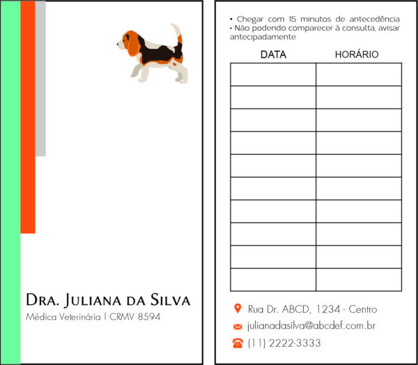 Cartão de Agendamento Veterinária Bludenz Cartão de Agendamento Veterinária Bludenz