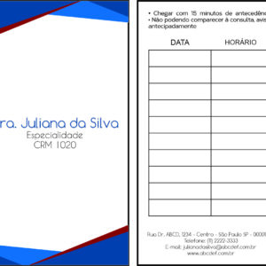 Cartão de Agendamento Angiologia e Vascular Gante