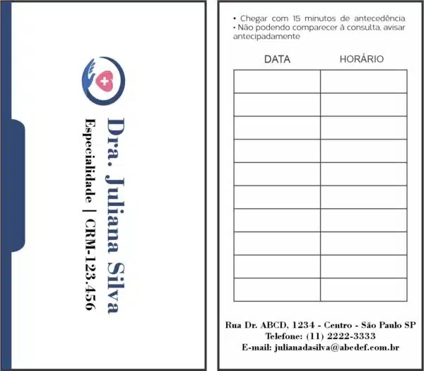 Cartão de Agendamento Cardiologista Rotterdam