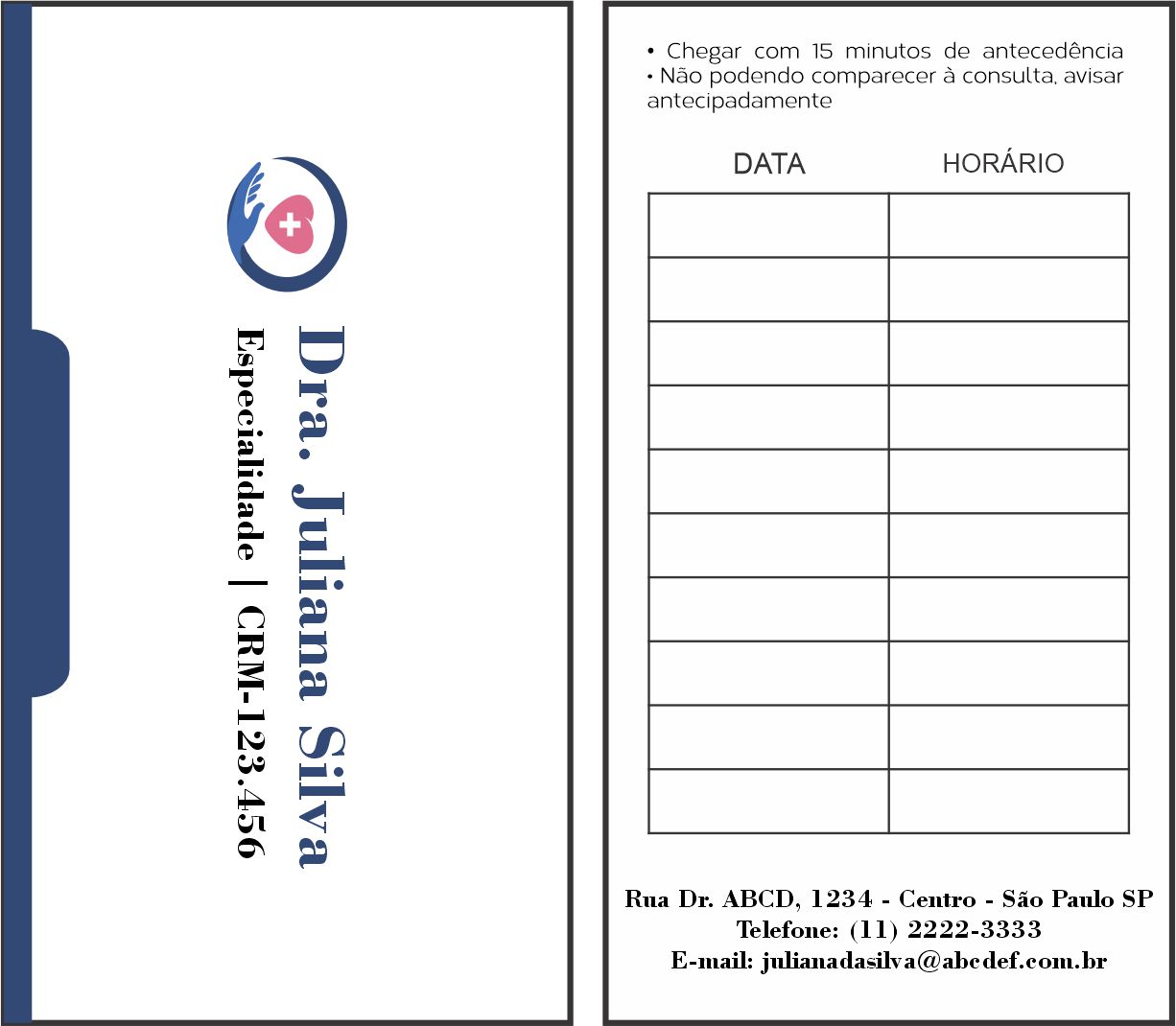 Cartão de Agendamento Cardiologista Rotterdam