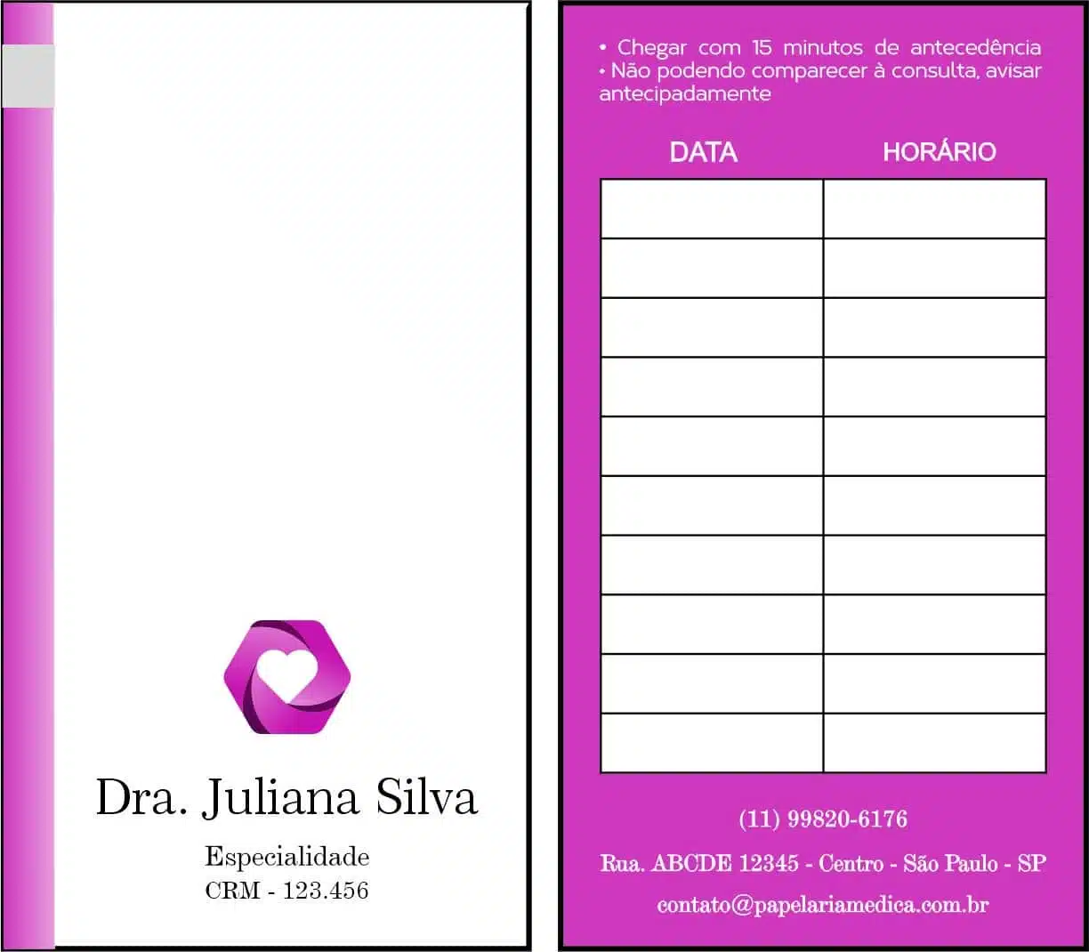Cartão de Agendamento Cardiologista Breda