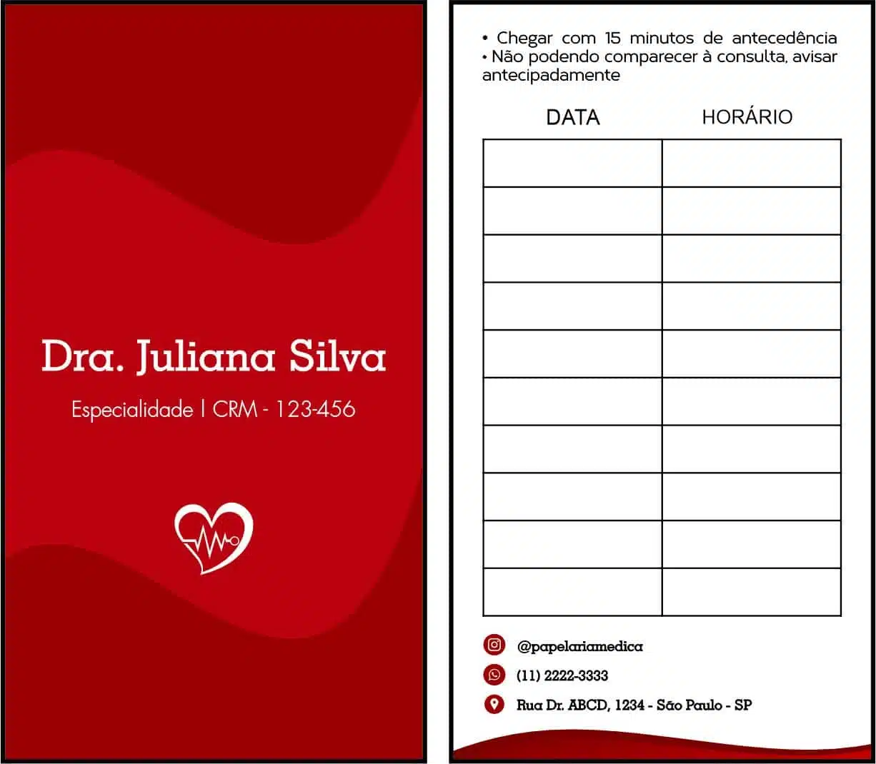 Cartão de Agendamento Cardiologista Wessem