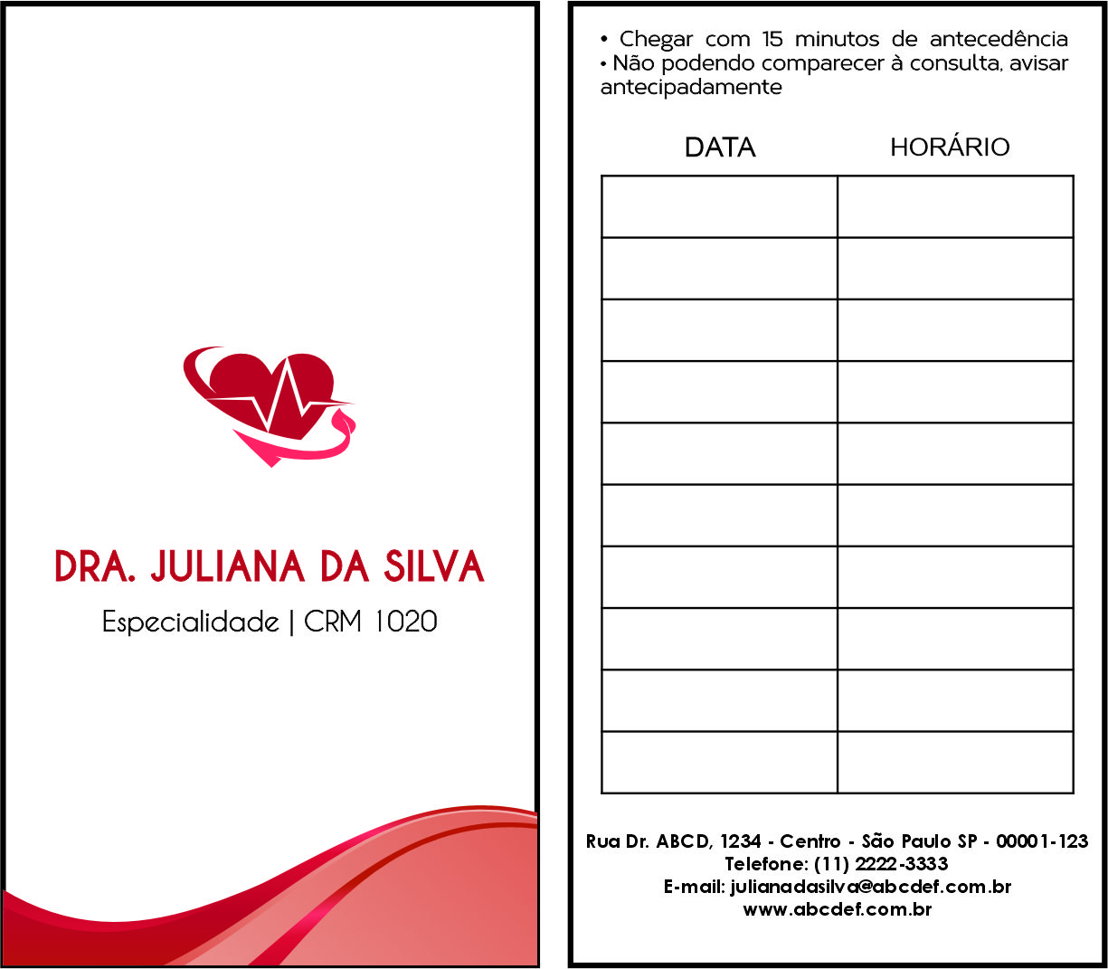 Cartão de Agendamento Cardiologista Gouda