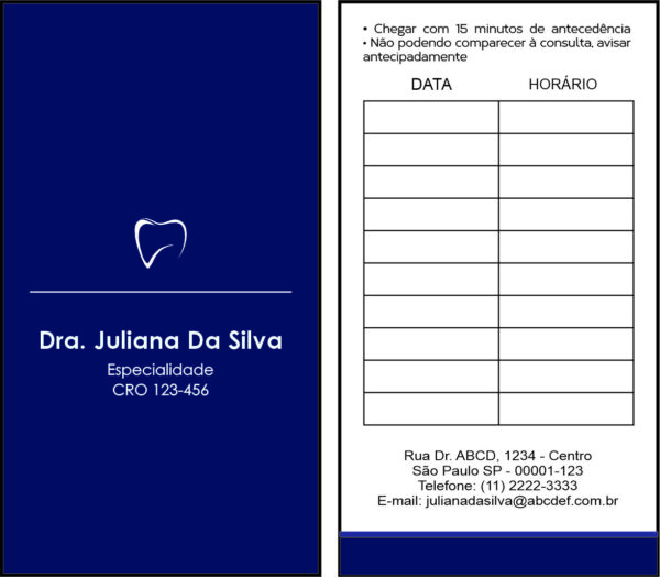 Cartão de Agendamento Odontologia Colmar Cartão de Agendamento Odontologia Colmar
