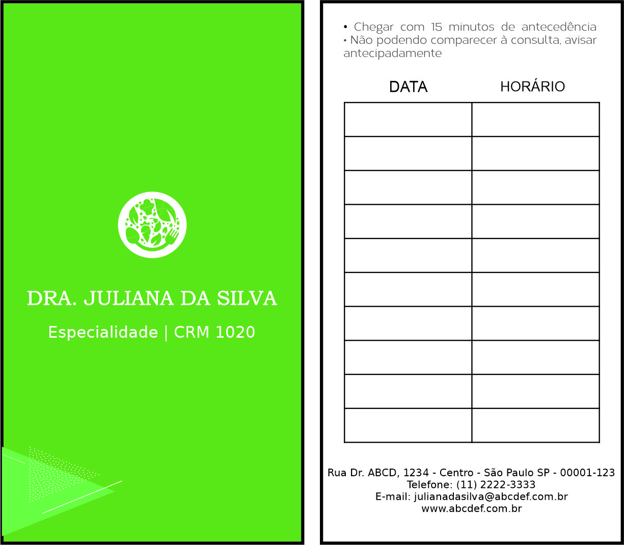 Cartão de Agendamento Endocrinologia Quebec