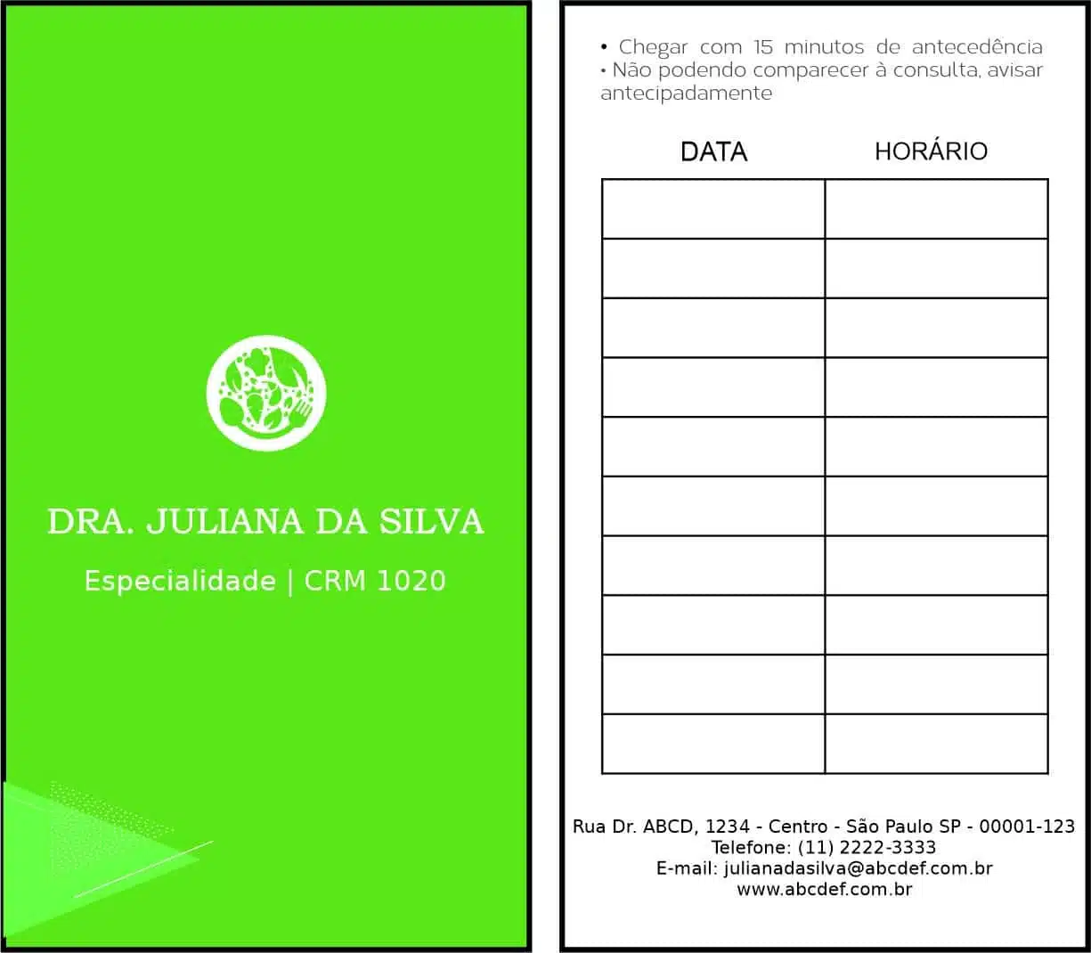 Cartão de Agendamento Endocrinologia Quebec